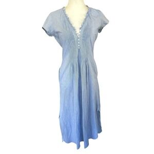 Gallabia Urban Kaftan Dress Small Blue Stripe Cottage Beach Coastal Feminine
